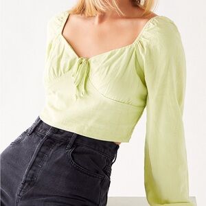PacSun LA Hearts Long Sleeve Tie Front Bustier Top (color: light green,size: xs)